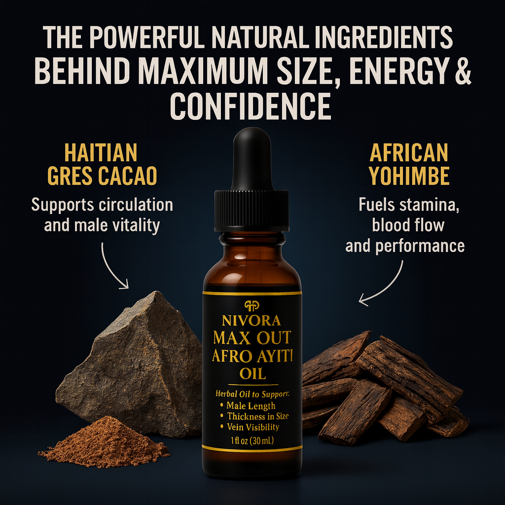 Max Out Ayiti Oil botanical ingredients graphic